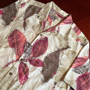 Mens Tommy Bahama Floral 100% Silk Resort Camp Button Up Hawaiian Shirt (XLarge)